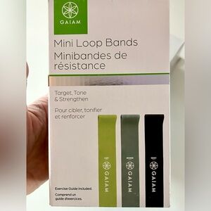Gaiam mini Loop Band 3-pack, NIB light, medium, & heavy resistance bands